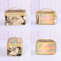 Sac doré zip paillettes sequin mini cosmétique maquillage sac de rangement maquillage beauté sac organisateur de voyage