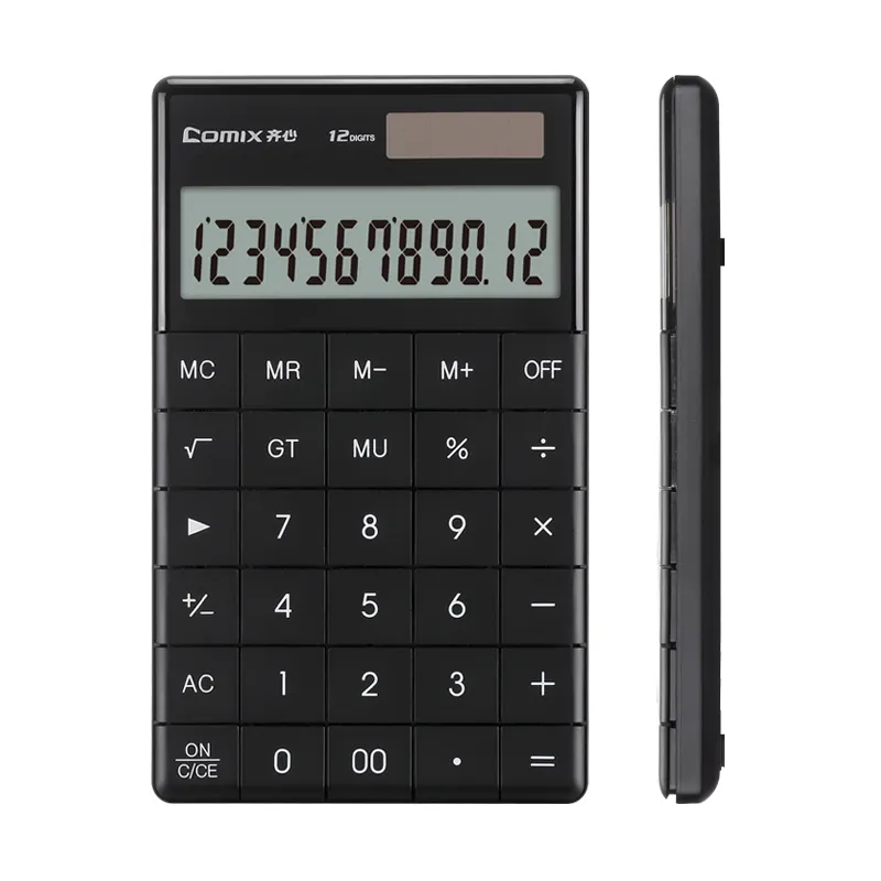 Calculadora para uso de escritório, alta qualidade, preço baixo, casa, escritório, presente, super fino, dual power, 12 dígitos, display lcd, calculadora