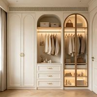 Sistema de Almacenamiento Modular MDF para Apartamentos Europeos, Juego de Muebles para Dormitorio Infantil Diseñado para Niñas con Armario de Vidrio con Diseño 3D