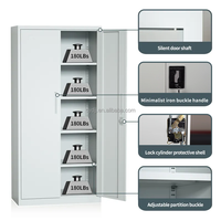 Métal acier 2 portes battantes 4 étagères bureau classement armoire de rangement serrure organisateur pour bureau Garage école