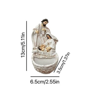 Escultura Religiosa Católica <span class=keywords><strong>de</strong></span> Resina: Sagrada Familia en la Natividad, Nacimiento <span class=keywords><strong>de</strong></span> Jesús, Cuenco <span class=keywords><strong>de</strong></span> Agua Bendita y Bandeja <span class=keywords><strong>para</strong></span> Guardar Llaves, <span class=keywords><strong>para</strong></span> Decoración Interior - Product Image 6