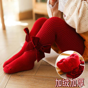 Jolis collants d'hiver avec nœud papillon pour bébé fille, bas en tricot doux pour bébé, bas de noël pour nouveau-né - Product Image 2