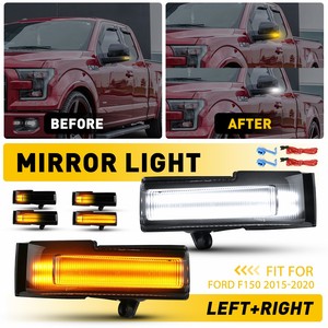ไฟเลี้ยว LED แบบไดนามิกสำหรับกระจกมองข้าง  สำหรับรถฟอร์ด F150 ปี 2015-2020 สีเหลืองอำพันและสีขาว - Product Image 5