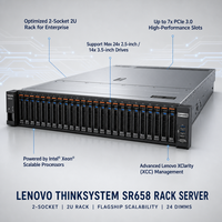 Serveur en rack ThinkSystem SR658 2U |   Xeon Silver 4214 2,2 GHz 12 cœurs, jusqu'à 24x 2,5 pouces HDD/SSD, double LOM 10 GbE