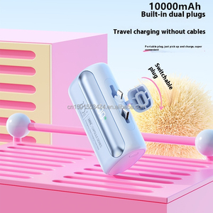 Mini banque <span class=keywords><strong>de</strong></span> puissance <span class=keywords><strong>de</strong></span> capsule 10000mah construite dans 2 prises rotatives affichage LED sortie USB-C PD 22.5W <span class=keywords><strong>chargeur</strong></span> d'urgence à charge rapide - Product Image 5