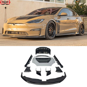Kit carrozzeria in fibra di carbonio a secco per <span class=keywords><strong>Tesla</strong></span> modello <span class=keywords><strong>S</strong></span> 2022 2023 2024 minigonne laterali con labbro anteriore diffusore posteriore Spoiler posteriore canard cofano anteriore - Product Image 1