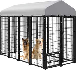 Perrera para perros al aire libre de estilo alto con techo Perrera para perros soldada de gran tamaño para cercas de animales o uso doméstico - Product Image 1