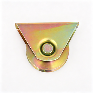 Roulette de portail silencieuse à gorge en V avec double roulement à billes et support au sol, en acier galvanisé robuste, certifiée CE, OEM disponible - Product Image 1