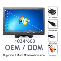 Monitor de 10.1 Pulgadas, Pantalla LCD TFT de 1024x600 con Entrada HD MI VGA BNC para CCTV, Seguridad, Auto, Mini PC, Raspberry Pi, Juegos