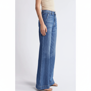Top qualité 100% coton Denim pantalon personnalisé respirant femmes Jean pantalon élégant en gros pantalons surdimensionnés - Product Image 1