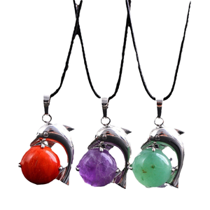 Collar con Colgante de Animal Marino, Diseño de Cola de Delfín, Cuarzo Rosa, Plata, Joyería de Moda para Niñas - Product Image 1