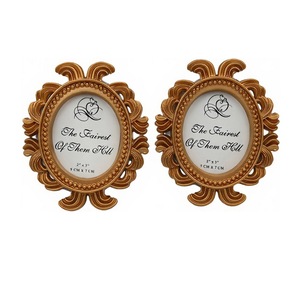 Elliptical Floral Photo Frame – Small Baroque <b>Picture</b> <b>Holder</b> for Desktop, Vintage Resin Frame – Wedding Decoration, Home Decor, - Product Image 1