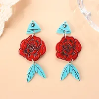 1 Paar Valentijn Vrouw Bengelen Oorbellen Acryl Grappige Xoxo Kip Rose Sieraden Voor Vrouw Meisje Vakantie Verjaardagscadeau