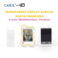 Porte-stylos en acrylique DIY et cadre photo 2-en-1 de 3 pouces, boîte de rangement multifonctionnelle mignonne pour stylos, accessoire Instax pour bureau