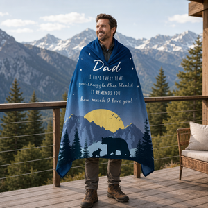 Couverture personnalisée avec message pour <span class=keywords><strong>papa</strong></span> - <span class=keywords><strong>Plaid</strong></span> en polaire imprimé de haute qualité - Décoration de chalet de montagne - Cadeau d'anniversaire idéal - Product Image 4