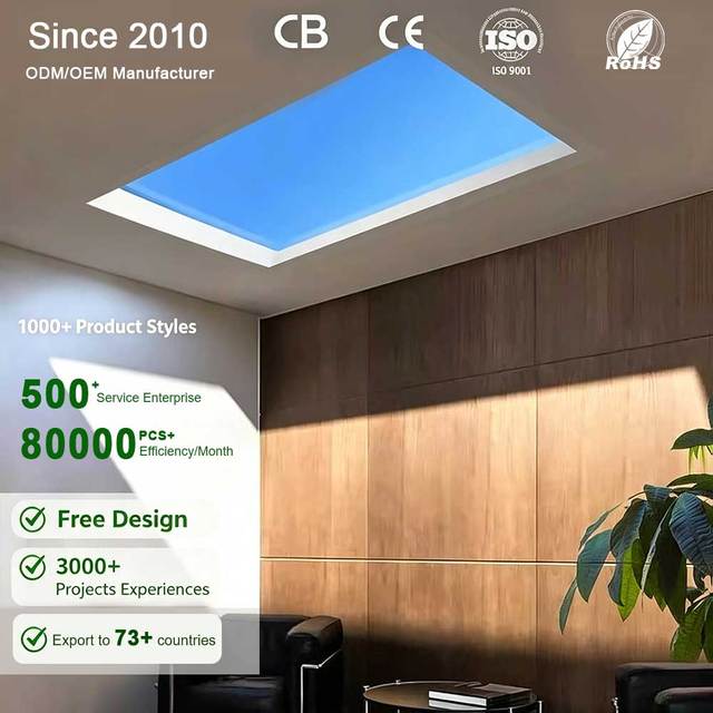 Indoor Artificial Sunlight Hight CRI Lamp Recessed Window Blue Sky Rooflight Faux LED Ceiling Virtual Skylight Panel Light
