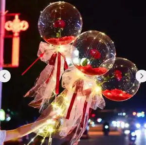 Sevgililer günü kalp LED gül bobo balon glow parti buket balon mezuniyet Led ışık Up balonlar geniş ağız