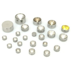 Portavasos de Acero Inoxidable con Pedrería, Redondos y Planos, de 2-10 mm, Sin Níquel, Accesorios de Joyería - Product Image 1