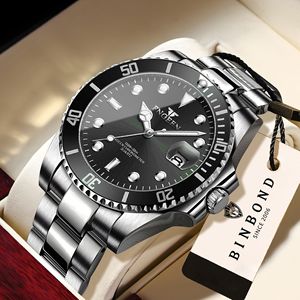 FNGEEN Men's Quartz Watch Stainless Steel Strap Luminous Calendar Water Resistant Sport Watch 30M Depth - Product Image 1