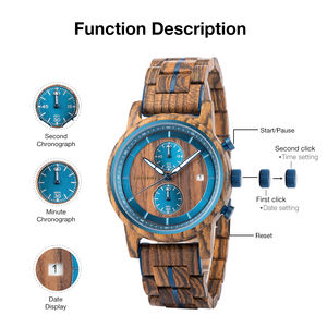 นาฬิกาไม้สั่งทำโลโก้คุณภาพสูง จัดส่งรวดเร็ว ดรอปชิปปิ้ง นาฬิกาควอตซ์ผู้ชายแบบกลไก นาฬิกาไม้ยูนิเซ็กซ์ <span class=keywords><strong>3</strong></span> สี 44 มม. - Product Image 2