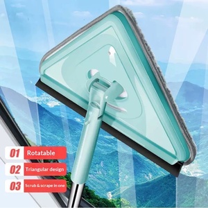 Herramienta Mágica para Limpieza de Vidrios, para Uso Doméstico, Ventanas de Altura, Doble Cara, Manos Libres, Acero Inoxidable, Autoescurrible, Mopa Triangular - Product Image 4