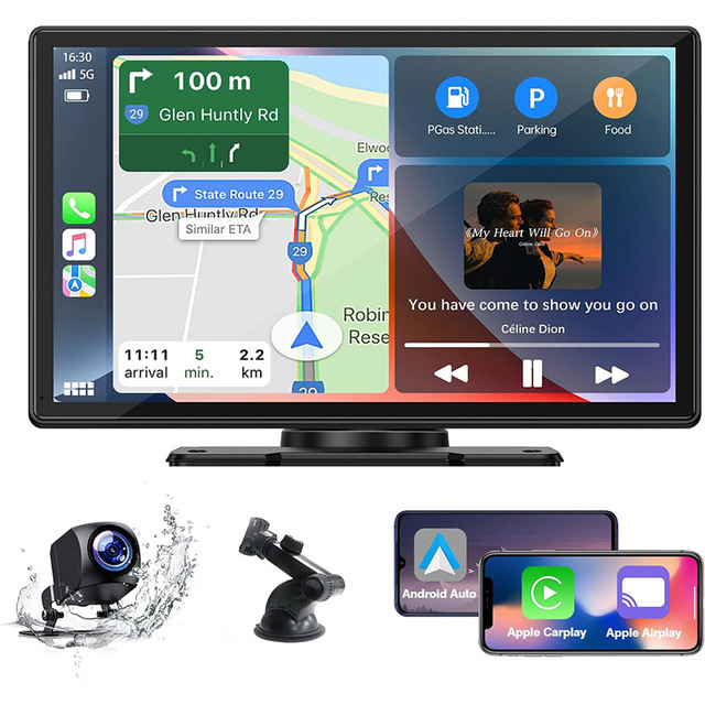 9 Inch IPS Portable Carplay Android Auto GPS Navigation Back Reverse Monitor Device for Car Truck
