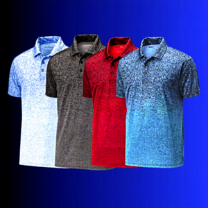 Polo de golf personnalisé pour homme, tissu Heather Performance, monogramme brodé, anti-transpiration - Product Image 6