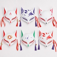 Masque de cosplay intégral en plastique Kitsune Fox Yokai violet pour Halloween et remise des diplômes - Écologique et imperméable