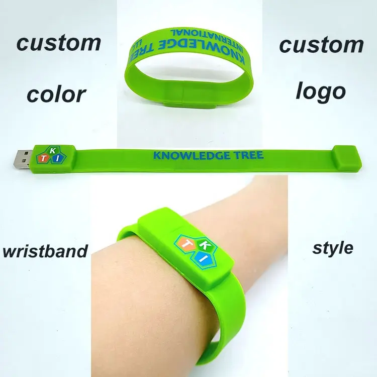 Bracelet en silicone promotionnel logo personnalisé 2.0 bracelet USB 2 go 4 go 8 go 16 go 32 go bracelet stylo lecteurs de disque flash stylo 64 go