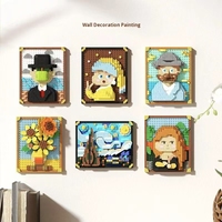 Ensemble de personnages Pixel Art - Reproducez les peintures célèbres du monde (Tournesols) Briques compatibles Apprentissage créatif Décoration intérieure pour les 14 ans et plus