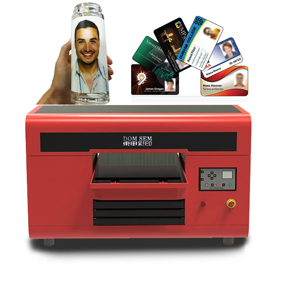 DOMSEM Digital A3 3050 Uv DTF Impressora usb cartão copo jato de tinta 3d Em Relevo Flatbed Impressora máquinas de impressão para pequenas empresas