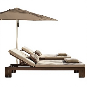 Chaise longue en aluminium, entièrement en aluminium, imperméable, mobile, pour l'extérieur, lit de soleil, design minimaliste moderne pour villas et maisons d'hôtes - Product Image 1