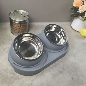 Comedero Doble Inclinado para Mascotas E-companion, de Acero Inoxidable Antideslizante para Perros y Gatos - Product Image 2