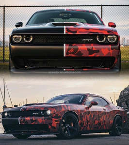 Nouvel arrivage de tissu de camouflage rouge auto-adhésif en pvc, enveloppe de vinyle de camouflage de voiture - Product Image 2