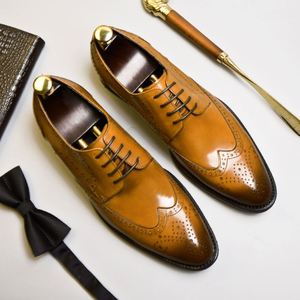 Nuevos Zapatos Formales de Cuero Genuino para Hombre, con Punta Cuadrada, Diseño Calado, Estilo Coreano, Casuales de Negocios, con Cordones, Antideslizantes, para Otoño - Product Image 5