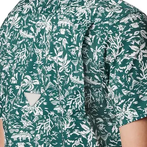 High Quality Customised Green Short Sleeve Columbia Shirts Printed For Men