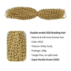 Extensions di capelli umani biondi ricci crespi per intrecciare, senza trama, senza nodi, super double drawn, per trecce all'uncinetto, stile boh<span class=keywords><strong>é</strong></span>mien - Product Image 2