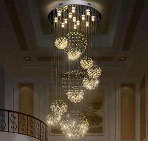 Lámpara de araña de cristal en espiral grande, colgante de gota de lluvia larga, para escalera, edificio dúplex, Villa, iluminación elegante - Product Image 2