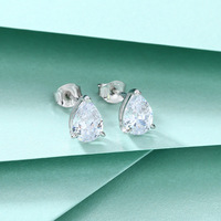 Boucles d'oreilles clous minimalistes en argent sterling 925, tendance et luxueuses, avec zircone cubique 5A en forme de poire, pour un cadeau d'anniversaire