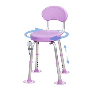 360 °   Chaise de douche pivotante avec dossier, siège de bain réglable en hauteur sur 6 niveaux, tabouret de <span class=keywords><strong>baignoire</strong></span> antidérapant pour personnes âgées et handicapées - Product Image 1