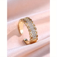 Bague géométrique en zircon kaléidoscope trèfle à quatre feuilles, laiton plaqué or 18 carats, design vintage hip-hop, pour femme, idéale pour les occasions festives