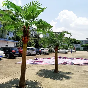 Customized artificial coconut tree fiberglass faux palm tree anti-UV high simulation artificial palm tree for decoration