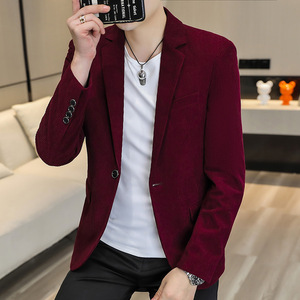 Nouvelle <span class=keywords><strong>veste</strong></span> de <span class=keywords><strong>costume</strong></span> décontractée pour <span class=keywords><strong>homme</strong></span>, à simple boutonnage, couleur unie, blazer en <span class=keywords><strong>velours</strong></span> côtelé pour <span class=keywords><strong>homme</strong></span> - Product Image 1