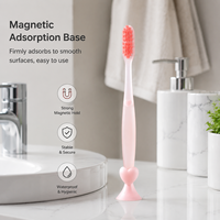 Brosse à dents en nylon antidérapante à ventouse en silicone, à poils moyens, pour soins bucco-dentaires, vente en gros directe d'usine
