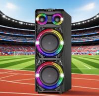 Altavoz Profesional Inalámbrico de 12 Pulgadas con Doble Supergraves, Bluetooth 5.0, Manos Libres, para DJ, Karaoke, con Luces RGB, para Exteriores, 150W