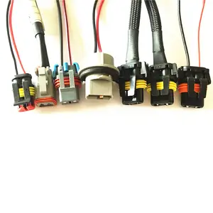 2 pin wire harness tyco connector 282080-1 to 282104-1 AMP housing wire harness with 18AWG rubber boot