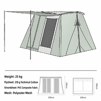 Tente de camping Kodiak en toile de coton, double couche, imperméable, pour toutes les saisons, 2000-3000 mm, pour le camping de printemps, une chambre, Flex Bow