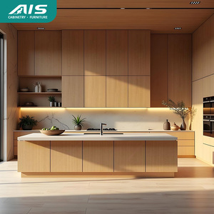 Armoires de cuisine modulaires AIS 2025 de style américain avec comptoir en marbre, finition laquée en bois massif, design moderne, évier inclus - Product Image 1