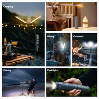 Luz LED recargable plegable para acampar, 5 modos de iluminación, linterna portátil USB, diseño de tres hojas, pantalla de carga