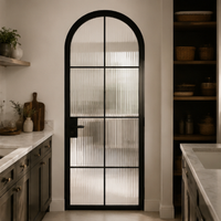 Porte en verre et acier moderne, cadre en métal noir, porte en verre trempé, fournisseur direct d'usine, vente chaude